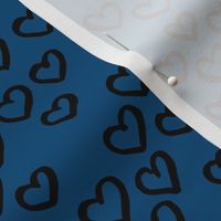 Little love dream minimal hearts ink sketch raw brush valentine design classic blue winter