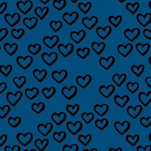 Little love dream minimal hearts ink sketch raw brush valentine design classic blue winter
