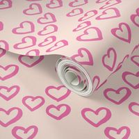 Little love dream minimal hearts ink sketch raw brush valentine design creme pink