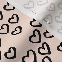 Little love dream minimal hearts ink sketch raw brush valentine design off white cream black