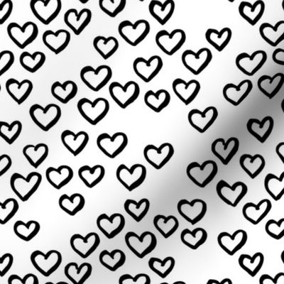 Little love dream minimal hearts ink sketch raw brush valentine design black and white monochrome