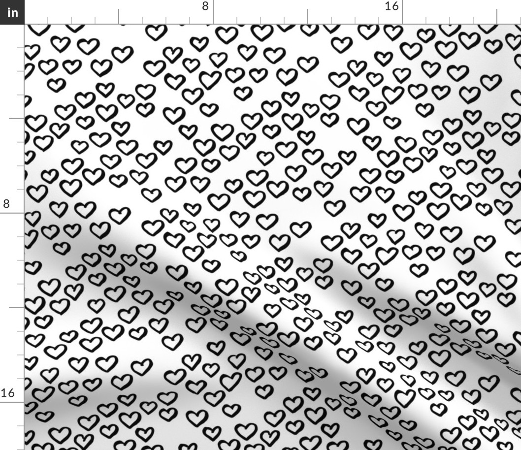 Little love dream minimal hearts ink sketch raw brush valentine design black and white monochrome
