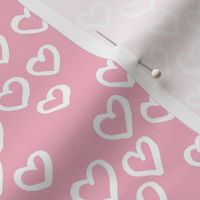 Little love dream minimal hearts ink sketch raw brush valentine design pink white