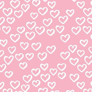 Little love dream minimal hearts ink sketch raw brush valentine design pink white