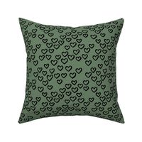 Little love dream minimal hearts ink sketch raw brush valentine design sage green black