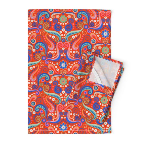 Psychedelic 70s paisley red large by Pippa Shaw