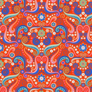 Psychedelic 70s paisley red large by Pippa Shaw