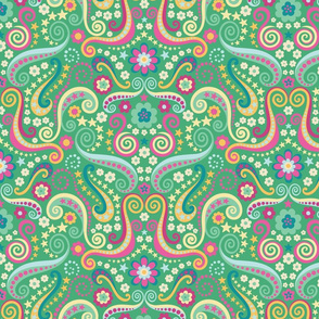 Psychedelic 70s paisley jade large by Pippa Shaw