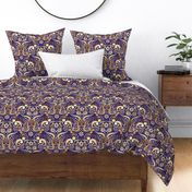 Psychedelic 70s paisley purple gold large by Pippa Shaw