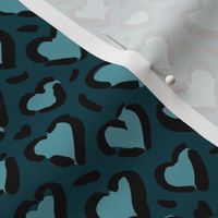 Leopard love minimal abstract hearts raw inky style panther print animal design navy blue winter