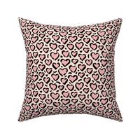 Leopard love minimal abstract hearts raw inky style panther print animal design cream pink