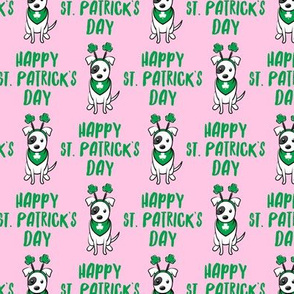 Happy St. Patrick's Day - dog w/ shamrock headband - pink - LAD19