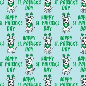 Happy St. Patrick's Day - dog w/ shamrock headband - blue - LAD19