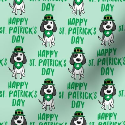 Happy St. Patrick's Day - dog w/ hat - green on mint - LAD19