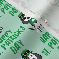 Happy St. Patrick's Day - dog w/ hat - green on mint - LAD19