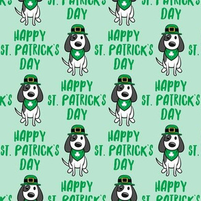 Happy St. Patrick's Day - dog w/ hat - green on mint - LAD19