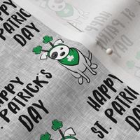 Happy St. Patrick's Day - dog w/ shamrock headband - grey - LAD19