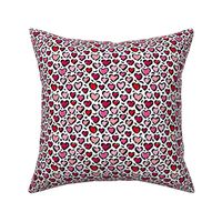Leopard love minimal abstract hearts raw inky style panther print animal design hot pink red