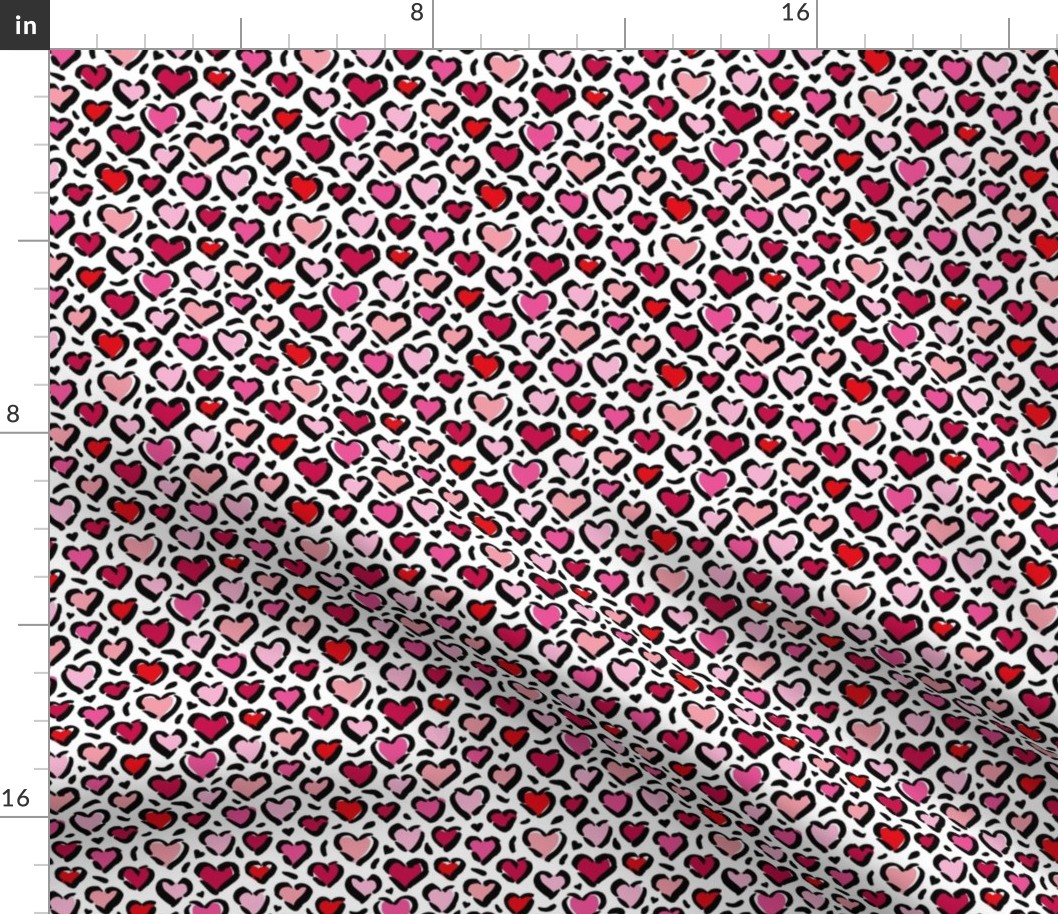 Leopard love minimal abstract hearts raw inky style panther print animal design hot pink red