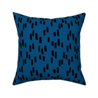 Little stripes and dashes ink brush strokes minimal style Scandinavian abstract design classic blue winter