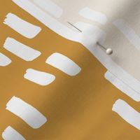 Little stripes and dashes ink brush strokes minimal style Scandinavian abstract design ochre yellow
