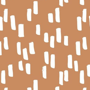 Little stripes and dashes ink brush strokes minimal style Scandinavian abstract design cinnamon brown