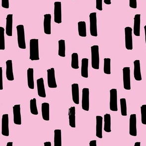 Little stripes and dashes ink brush strokes minimal style Scandinavian abstract design pink