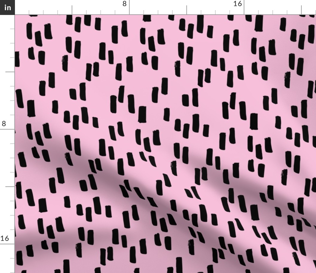Little stripes and dashes ink brush strokes minimal style Scandinavian abstract design pink