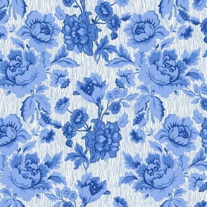 Floral Damask Blue Monochrome