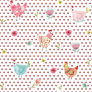 12" Wallpaper Polka Girls Red Dots