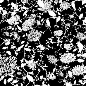 White Flowers on Black 24x24