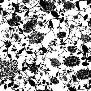 Black Flowers on White 24x24