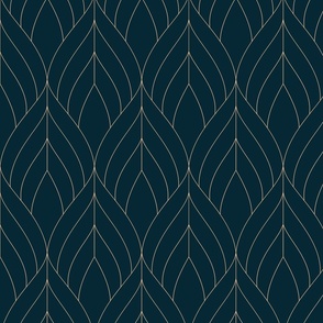 ART DECO BLOSSOMS - GOLD ON DARK TEAL