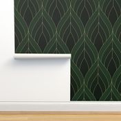 ART DECO BLOSSOMS - FOREST GREENS, LARGE SCALE
