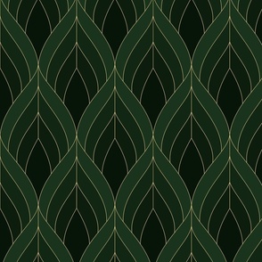 ART DECO BLOSSOMS - FOREST GREENS