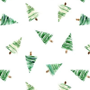 Tossed fir trees • watercolor christmas
