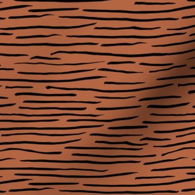 Little zebra tiger animal print abstract ink lines and strokes in waves rust copper