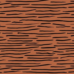 Little zebra tiger animal print abstract ink lines and strokes in waves rust copper