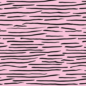 Little zebra tiger animal print abstract ink lines and strokes in waves pink