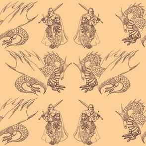 Hand drawn knight and dragon design
