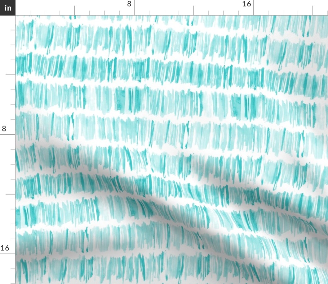 Aqua menthe watercolor brush stroke stripes • painted designs for modern nursery