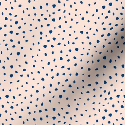 Little spots and speckles panther animal skin abstract minimal dots in peach soft creme sand navy blue SMALL