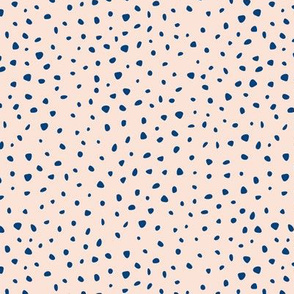 Little spots and speckles panther animal skin abstract minimal dots in peach soft creme sand navy blue SMALL