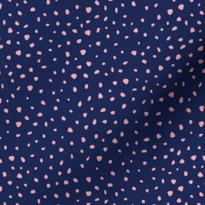 Little spots and speckles panther animal skin abstract minimal dots in winter navy blue pink SMALL