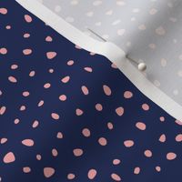 Little spots and speckles panther animal skin abstract minimal dots in winter navy blue pink SMALL
