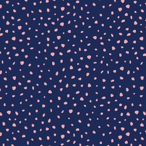 Little spots and speckles panther animal skin abstract minimal dots in winter navy blue pink SMALL