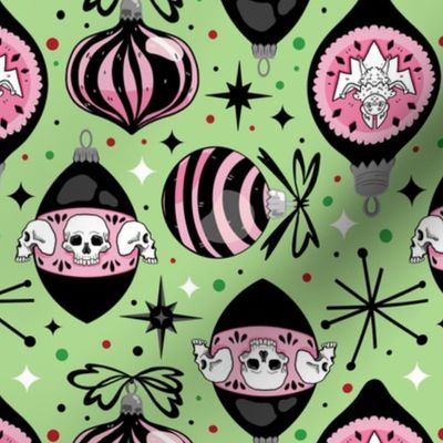 Mid-Century Goth Christmas Green and Pink