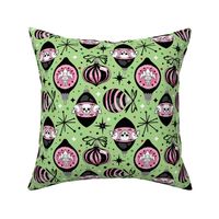 Mid-Century Goth Christmas Green and Pink