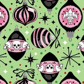 Mid-Century Goth Christmas Green and Pink