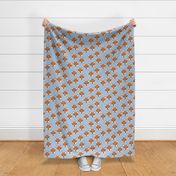 Adorable baby fox animal portrait woodland theme Scandinavian modern rusty copper blue